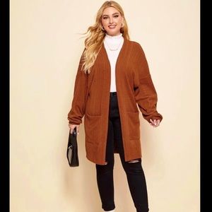 BURNT ORANGE POCKET FRONT CARDIGAN